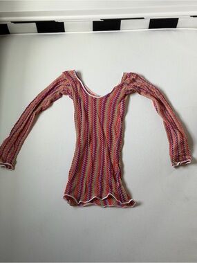 Women's Multi-Color Zigzag Knit Long-Sleeve Top